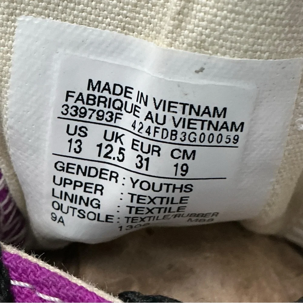 Converse Violet Canvas Sneakers US Youths Size 13